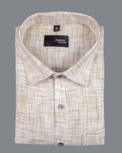 Khadi Cream with Fone Shade Colour Shirts for Men