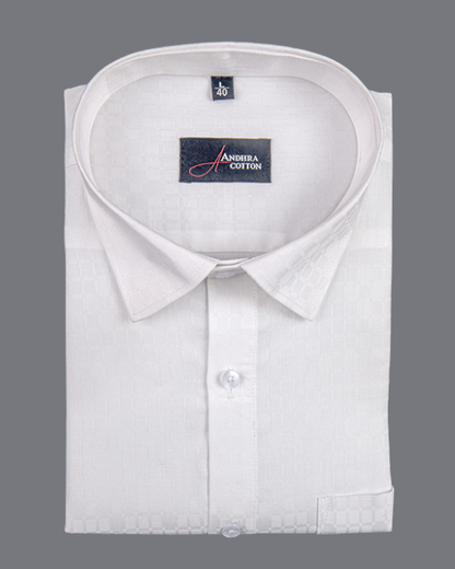 Jaquat White Sobar Square Design Shirts for Men