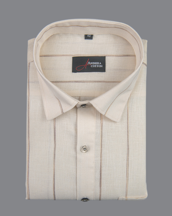 Kalas Linen Cream with Golden Lining Shirt for Men