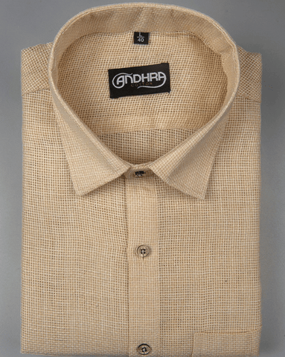 Matty Jute Linen Butter Colour Shirts for Men