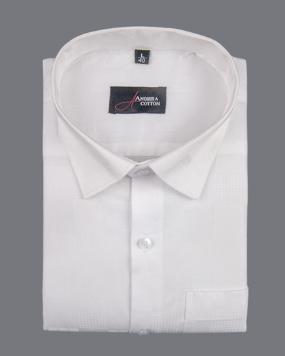 Jaquat white Sobar Dot Matrix Design Shirts for Men