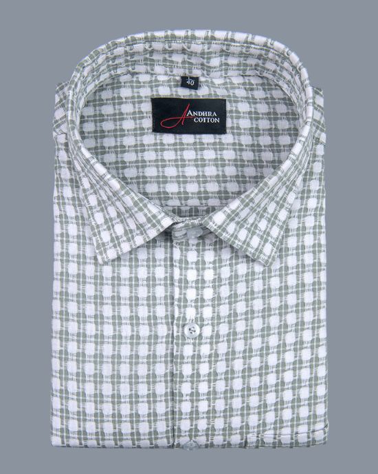 Cotton Checks Pista Green Colour Shirts For Men