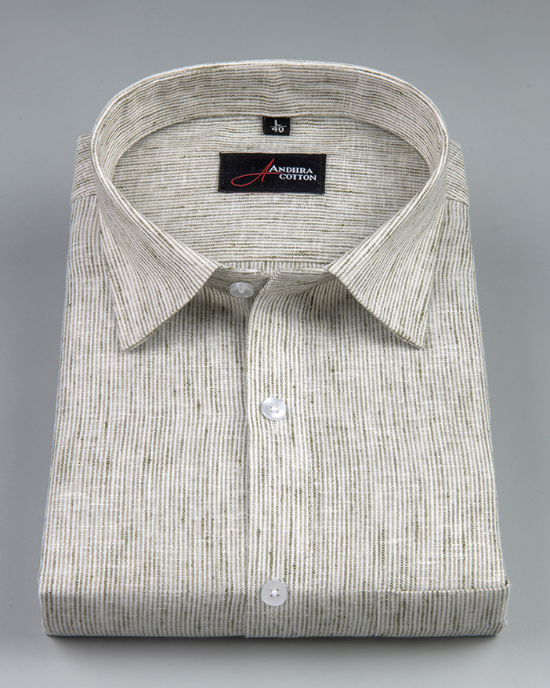 Bayview Linen Light Pista Green Colour Shirts For Men