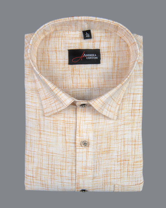 Khadi Butter with Orange Shade Colour Shirts for Men