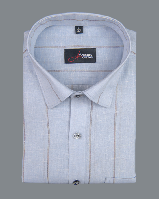 Kalas Linen Sky Blue with Golden Lining Shirt for Men