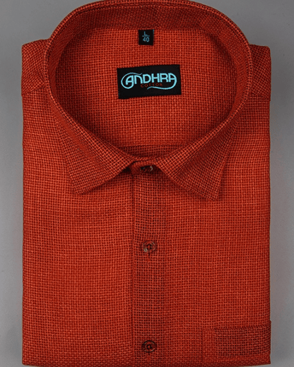 Matty Jute Linen Red Orange Colour Shirts for Men