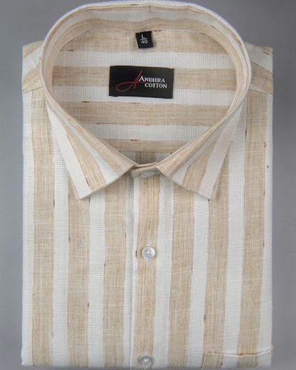 Soft Jute Linen White with Fone Patta Shirts for Men