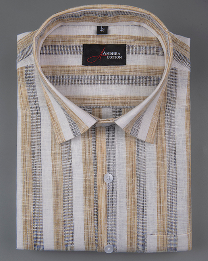 Jute Linen Fone with Grey Patta Shirts for Men