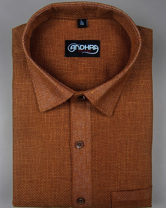 Matty Jute Linen Mustard Colour Shirts for Men