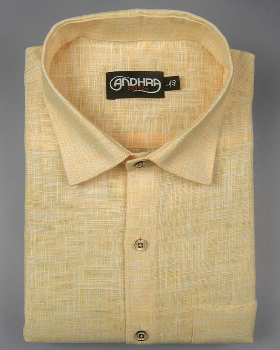 Mofatlal Khadi Yellow White Shade Mix Colour Shirts for Men