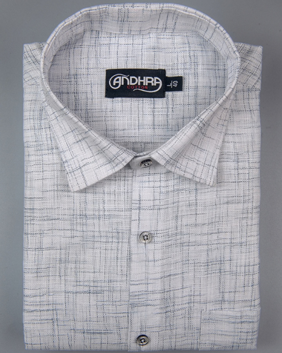 Mofatlal Khadi White with Gray Shade Shirts for Men