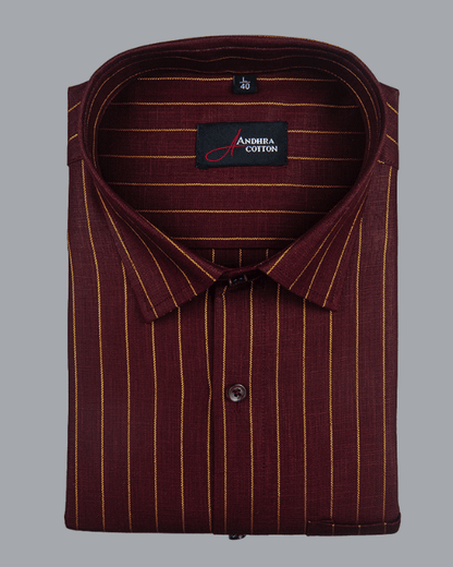 Cotton Marrun with Golden Lining Shirts for Men