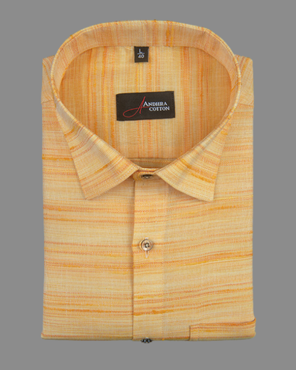 Ethenik Khadi Golden Yellow Colour Shirt for Men