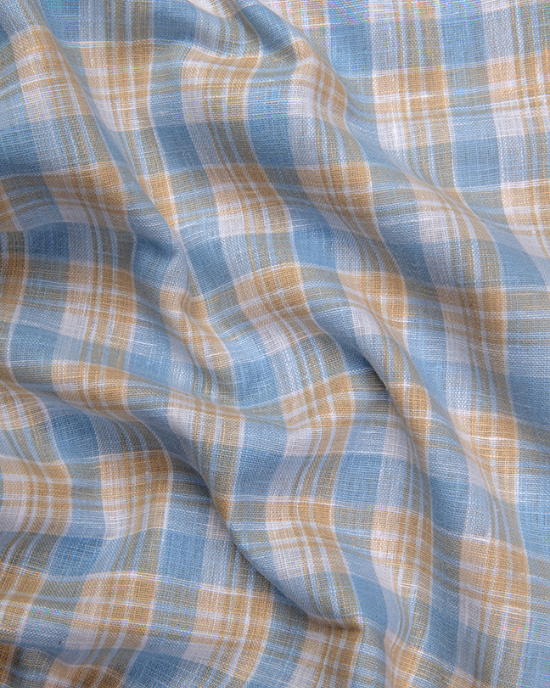 Corporate Cotton Sky Blue Fone Checks Shirts for Men