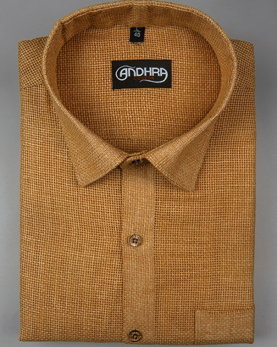 Matty Jute Linen Light Mustard Colour Shirts for Men