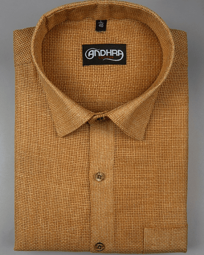 Matty Jute Linen Light Mustard Colour Shirts for Men