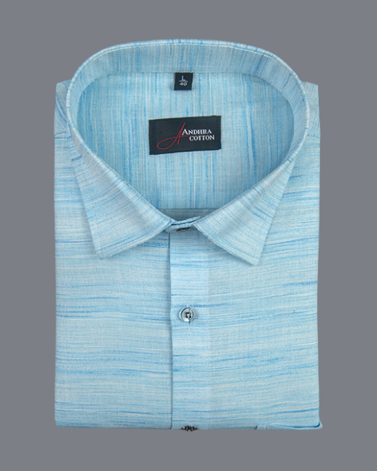 Ethenik Khadi Sky Blue Colour Shirt for Men