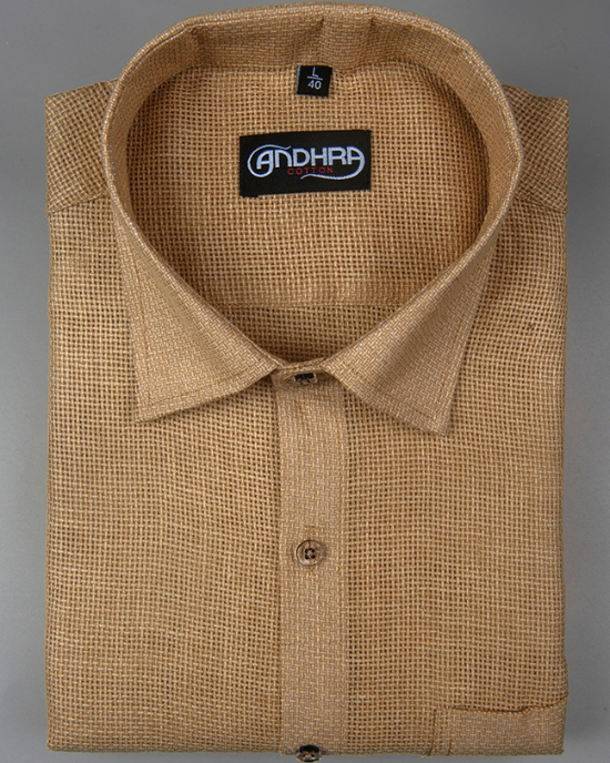 Matty Jute Linen Golden Fone Colour Shirts for Men