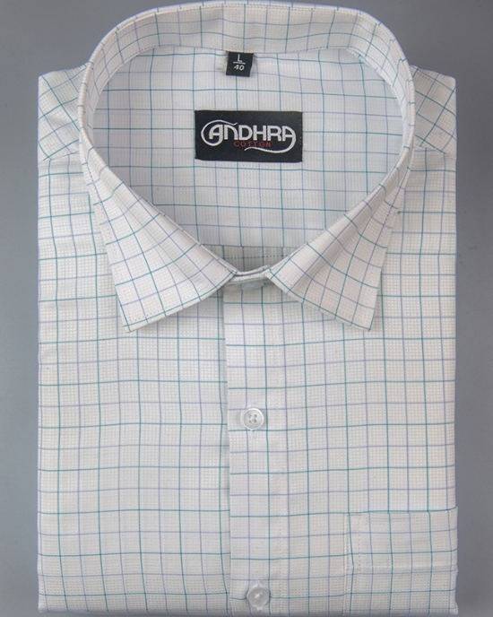 Arvind Mofatlal Rama Geen with Blue Checks Shirts for Men