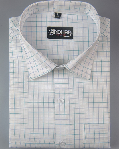 Arvind Mofatlal Rama Geen with Blue Checks Shirts for Men