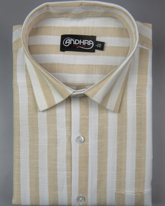 Leo Linen Jute White with Fone Patta Print Shirts for Men