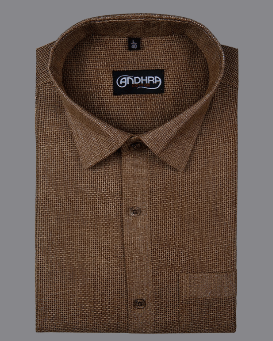 Matty Jute Linen Brown Colour Shirts for Men