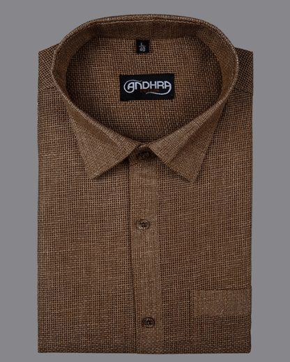 Matty Jute Linen Brown Colour Shirts for Men