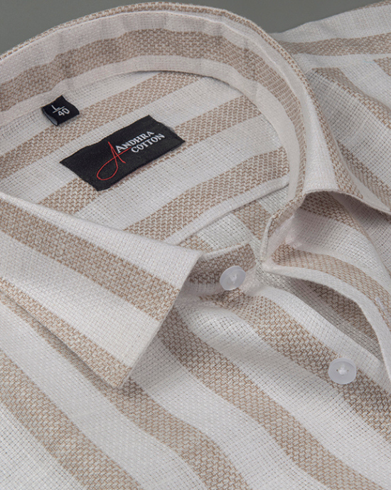Jute Linen White with Fone Patta Shirts for Men