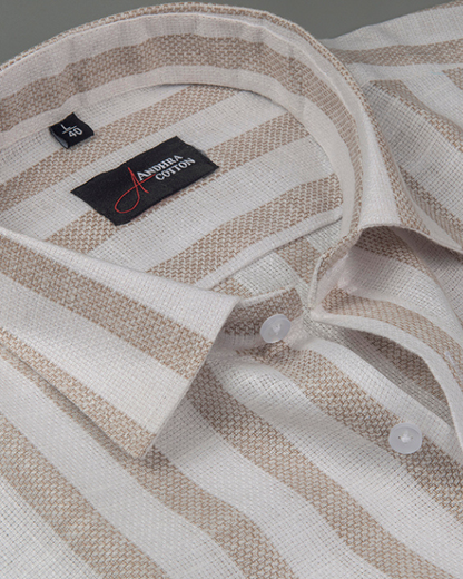 Jute Linen White with Fone Patta Shirts for Men