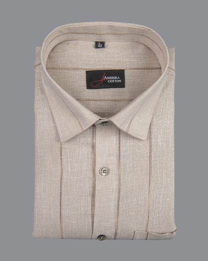 Kalas Linen Fone with Golden Lining Shirt for Men
