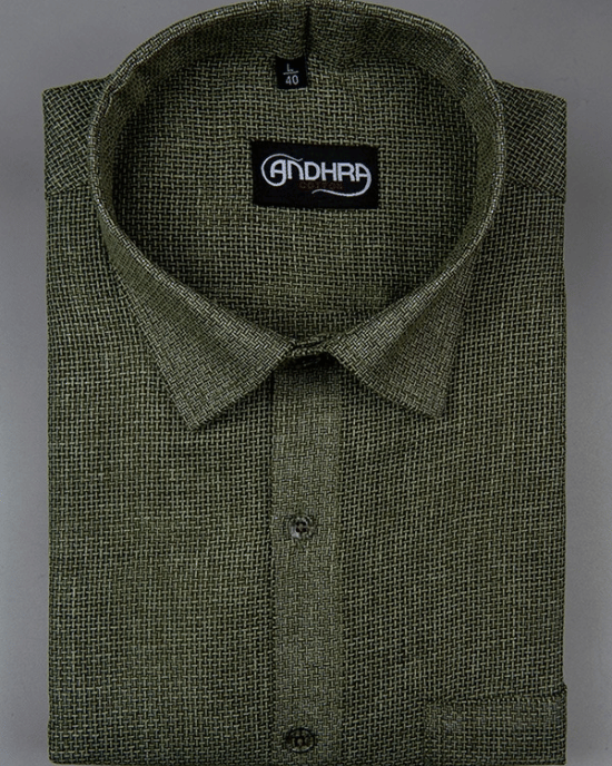 Matty Jute Linen Green Colour Shirts for Men