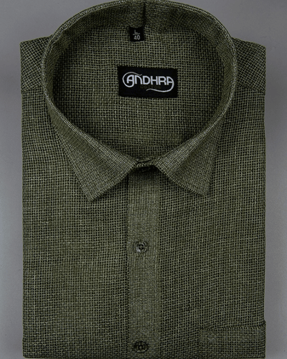 Matty Jute Linen Green Colour Shirts for Men
