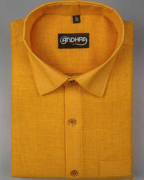 Matty Jute Linen Golden Yellow Colour Shirts for Men