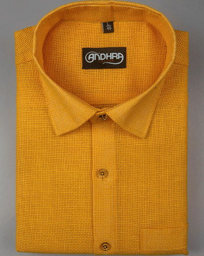 Matty Jute Linen Golden Yellow Colour Shirts for Men