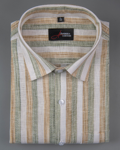 Jute Linen Fone with Green Patta Shirts for Men