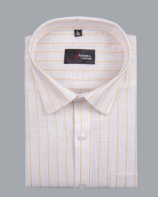 Cotton White with Golden Lining Shirts for Men