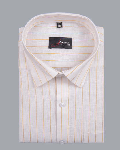 Cotton White with Golden Lining Shirts for Men
