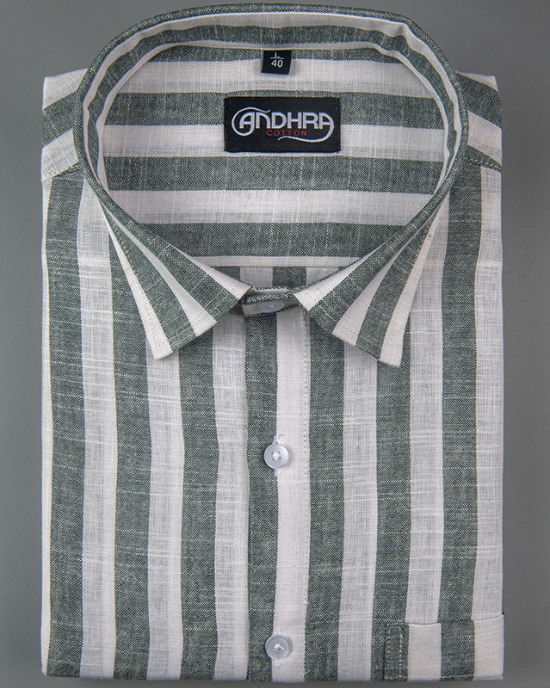 Oxford White with Green Patta Shirts for Men