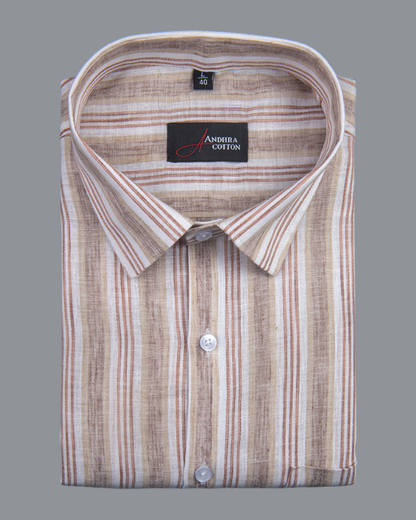 Super Fine Linen Fone Marrun Mix Patta Print Shirts for Men