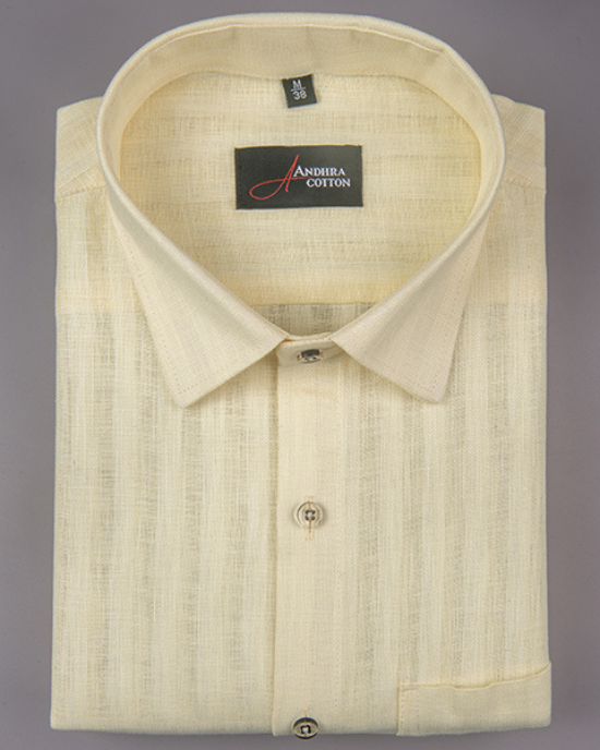 Linen lining light yellow colour shirts for men