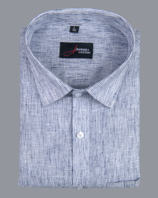 Bayview Linen Blue Colour Shirts For Men