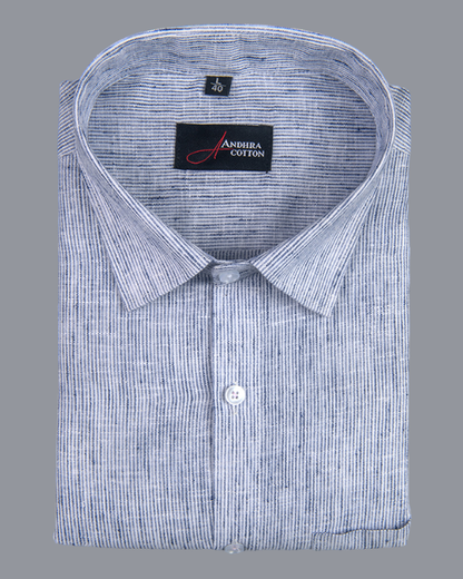 Bayview Linen Blue Colour Shirts For Men