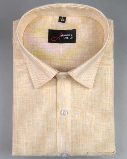 Bayview Linen Light Yellow Colour Shirts For Men