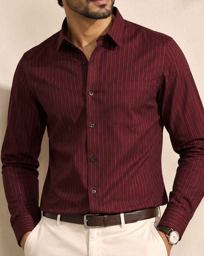 Cotton Marrun with Golden Lining Shirts for Men