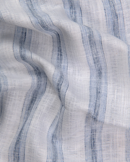 Soft Linen White with Sky Broad Patta Shirts for Men