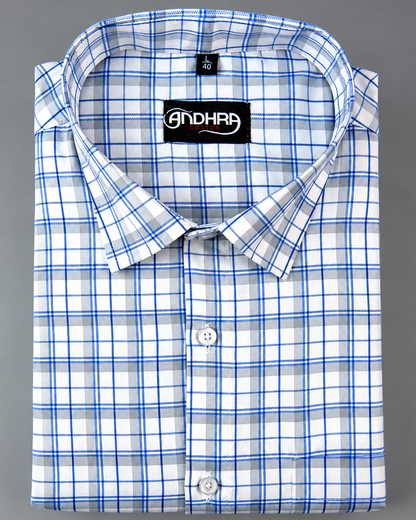 Arvind Mofatlal Blue Gray Checks Shirts for Men