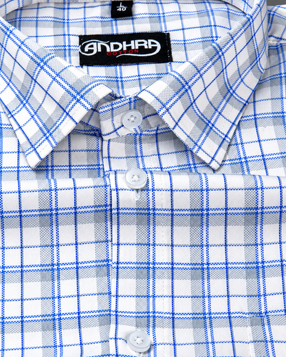 Arvind Mofatlal Blue Gray Checks Shirts for Men