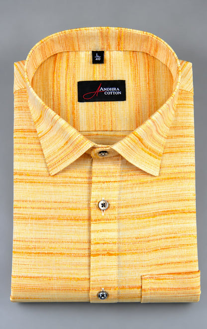 Ethnic Khadi Golden Yellow Colour Shirt for Men