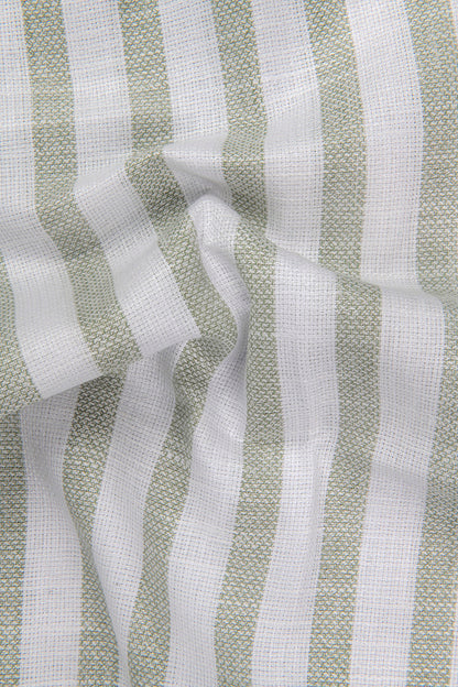 Jute Linen White with Pista Green Patta Shirts for Men